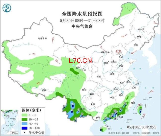 云南广东等地有分散性较强降水