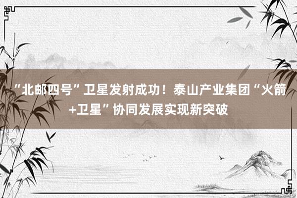 “北邮四号”卫星发射成功！泰山产业集团“火箭+卫星”协同发展实现新突破