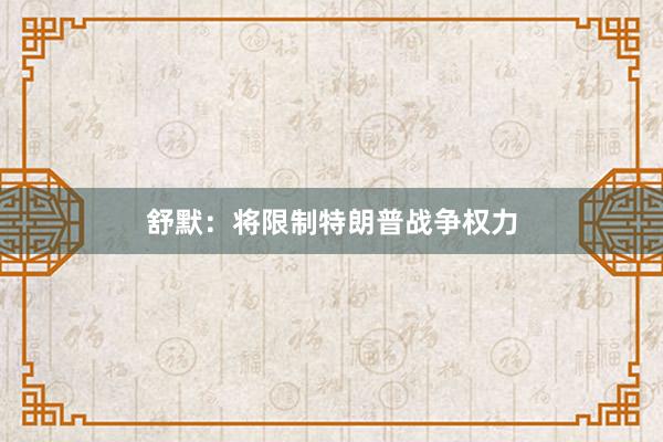 舒默:将限制特朗普战争权力