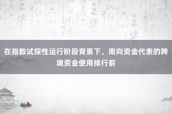 在指数试探性运行阶段背景下,南向资金代表的跨境资金使用排行前