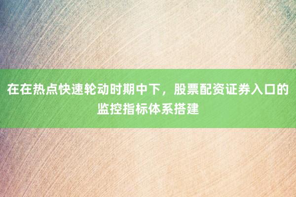 在在热点快速轮动时期中下，股票配资证券入口的监控指标体系搭建