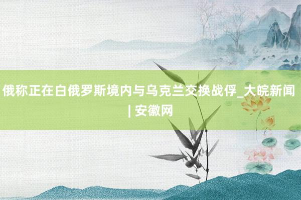 俄称正在白俄罗斯境内与乌克兰交换战俘_大皖新闻 | 安徽网