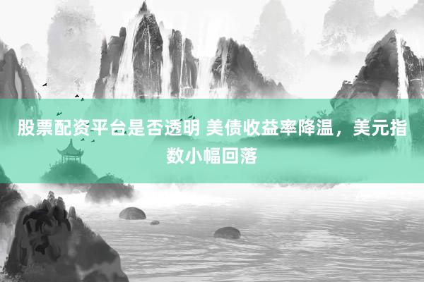 股票配资平台是否透明 美债收益率降温,美元指数小幅回落