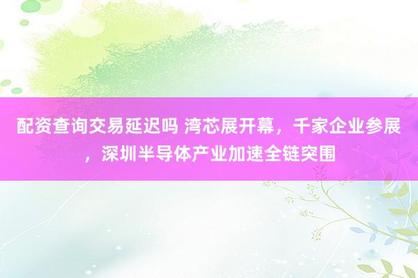 配资查询交易延迟吗 湾芯展开幕，千家企业参展，深圳半导体产业加速全链突围